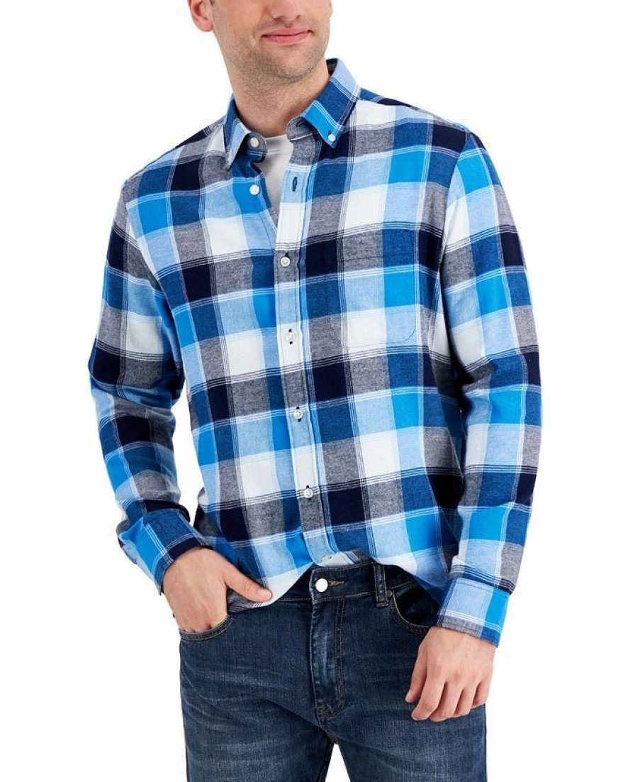 Casual Button-Down Shirts * | Club Room Men'S Regular-Fit Plaid Flannel Shirt, Created For Macy'S