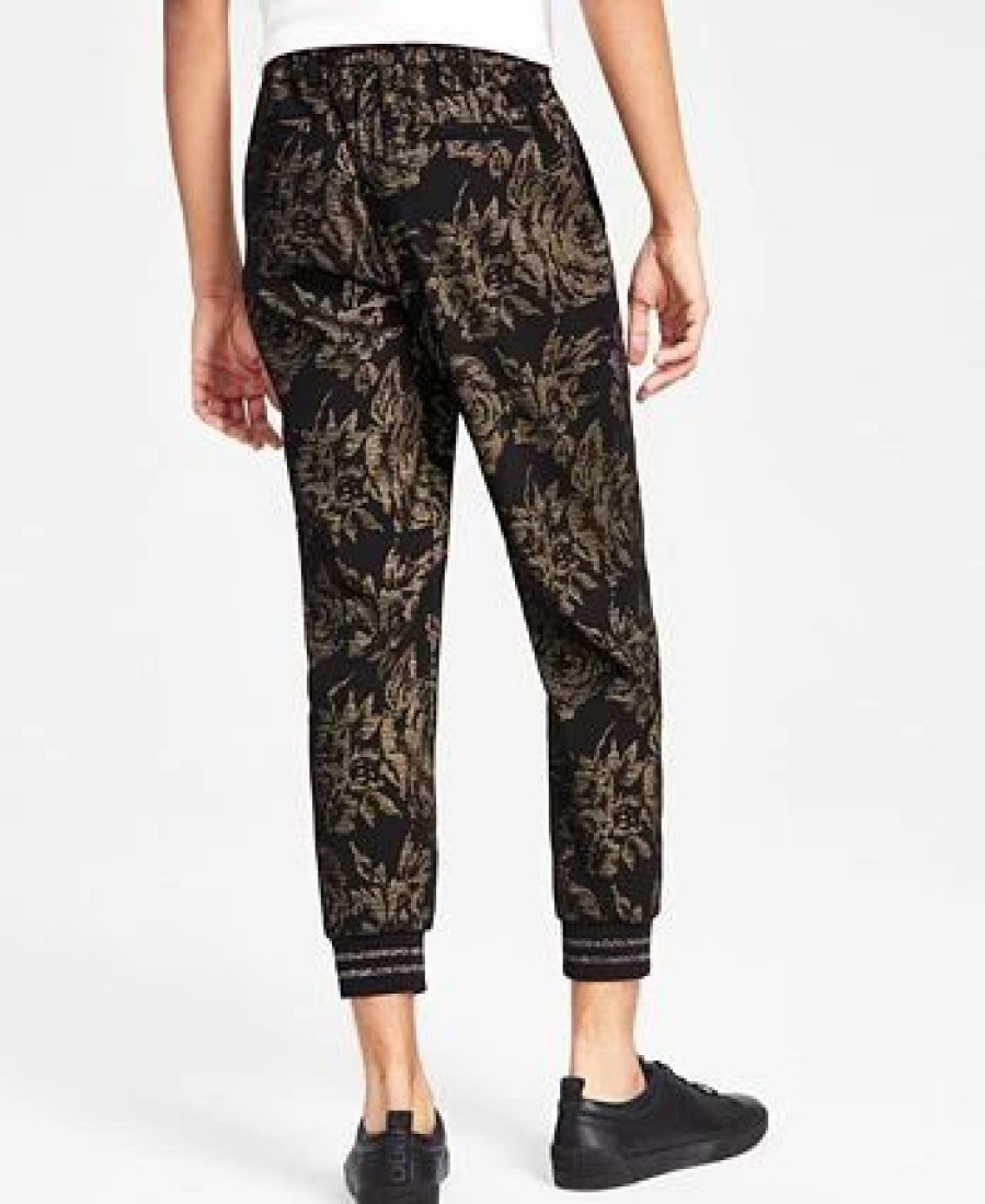 Pants * | Inc International Concepts Men'S Duran Classic-Fit Floral Jacquard Pleated Tracksuit Pants, Created For Macy'S Deep Black