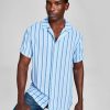 Casual Button-Down Shirts * | And Now This Men'S Striped Woven Short Sleeve Camp Shirt, Created For Macy'S