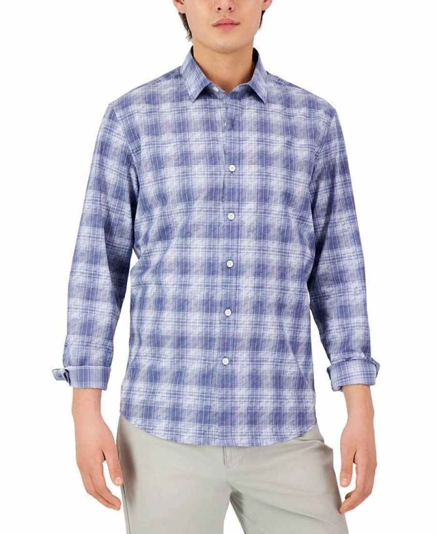 Casual Button-Down Shirts * | Alfani Men'S Long-Sleeve Domina Plaid Yarn-Dyed Shirt, Created For Macy'S