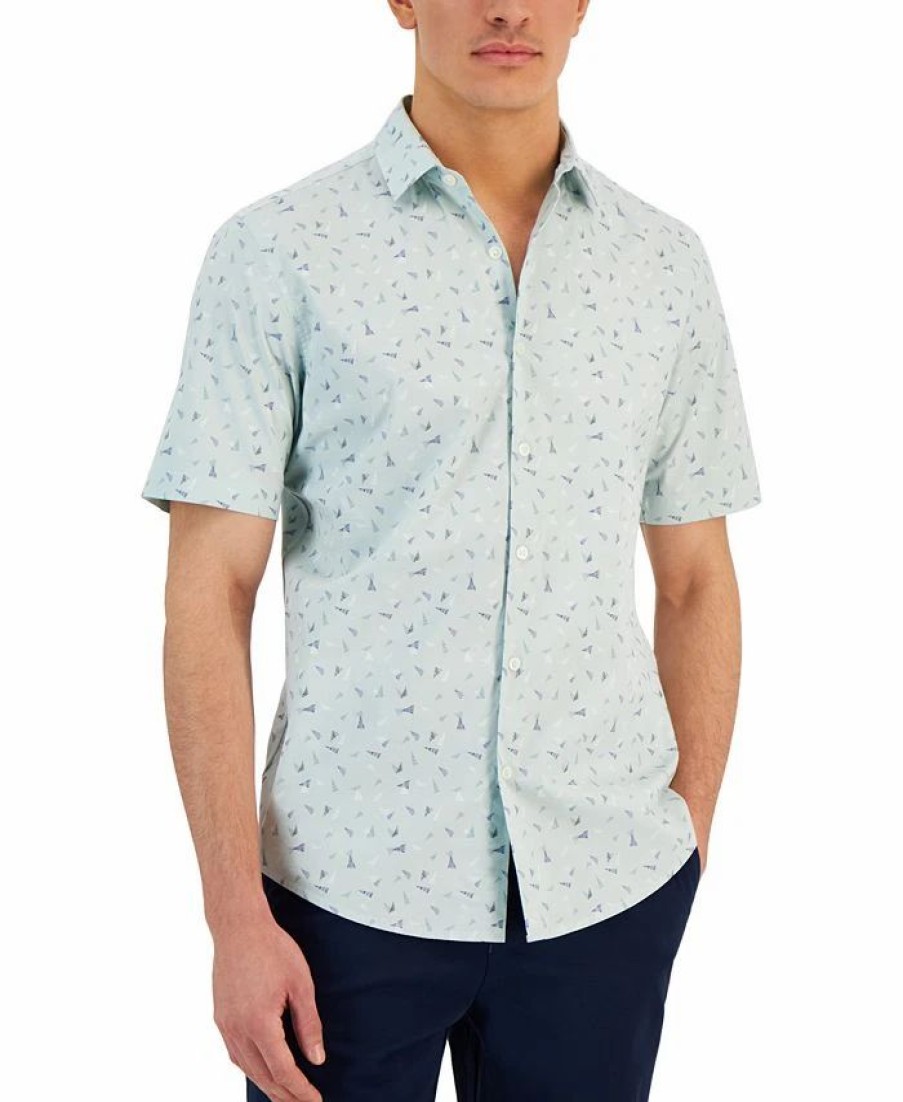 Casual Button-Down Shirts * | Alfani Men'S Trion Classic-Fit Geo-Print Button-Down Poplin Shirt, Created For Macy'S