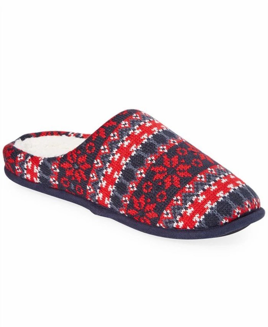 All Men'S Shoes * | Club Room Men'S Fair Isle Fleece-Lined Slippers, Created For Macy'S Red/Navy