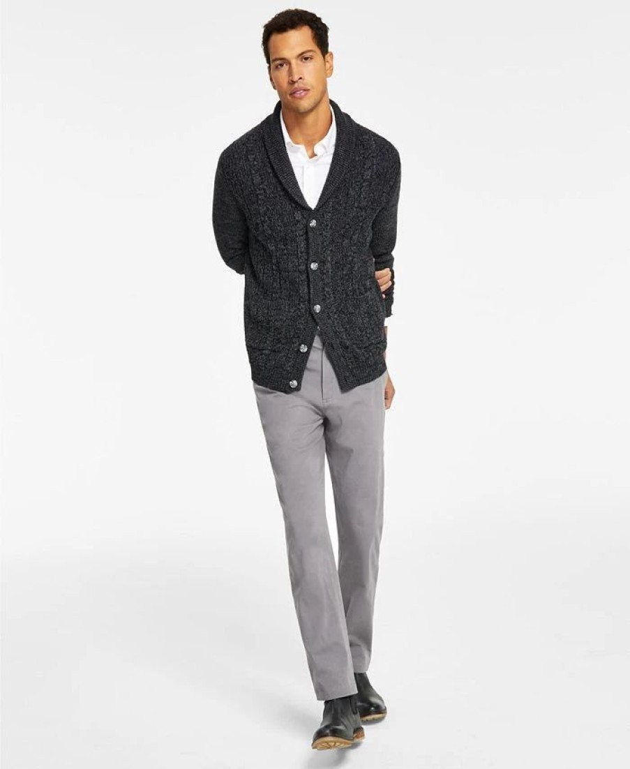 All Men'S Clothing * | Club Room Men'S Chunky Shawl Collar Cardigan, Solid Stretch Oxford Button-Down Shirt & Four-Way Stretch Pants, Created For Macy'S