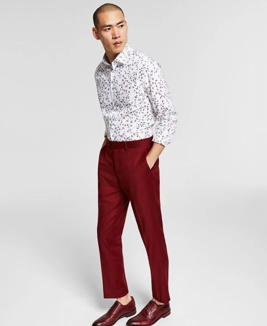 Pants * | Bar Iii Men'S Slim-Fit Solid Suit Pants, Created For Macy'S Red