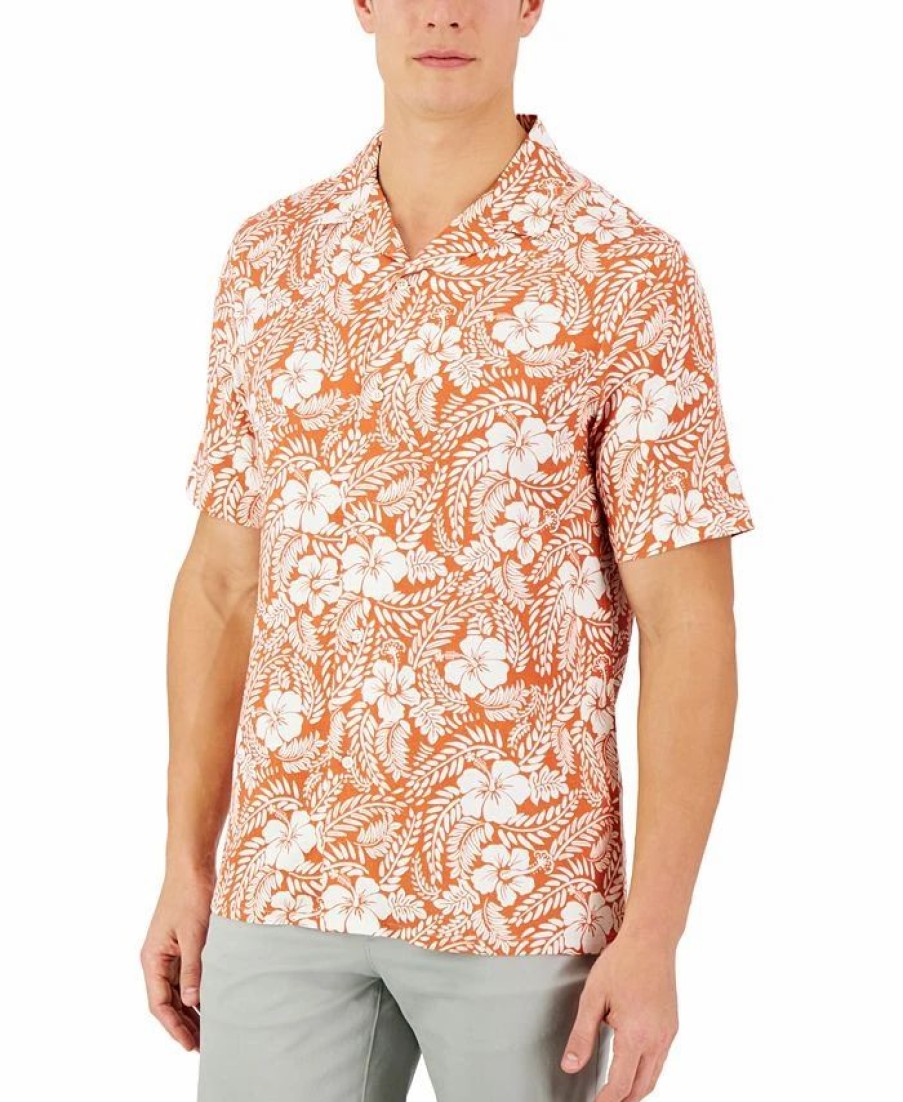 Casual Button-Down Shirts * | Club Room Men'S Short-Sleeve Johnson Floral Silk Shirt, Created For Macy'S