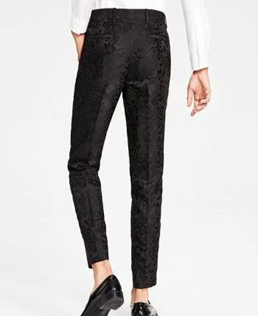 Pants * | Inc International Concepts Men'S Lacy Slim-Fit Floral Jacquard Suit Pants, Created For Macy'S Deep Black