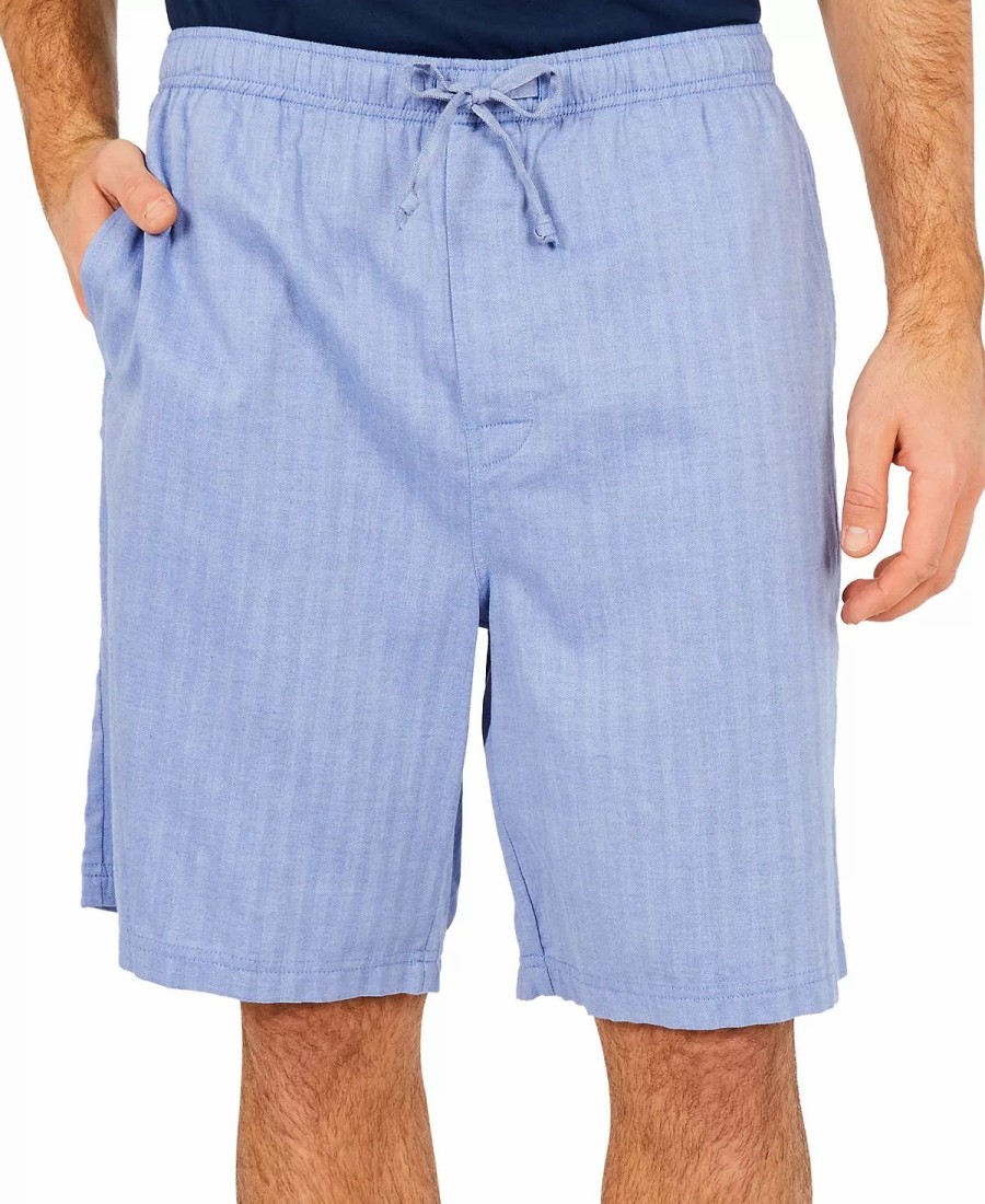 Pajamas & Robes * | Nautica Men'S Sleepwear, Herringbone Short Blue