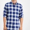 Casual Button-Down Shirts * | Sun + Stone Men'S Will Plaid Shirt, Created For Macy'S Pompador Blue