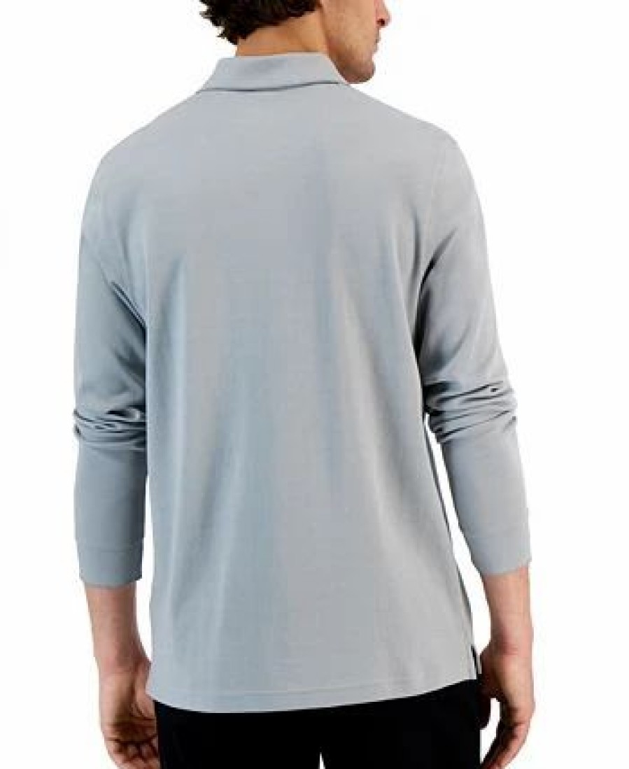 Casual Button-Down Shirts * | Alfani Men'S Classic-Fit Solid Long-Sleeve Polo Shirt, Created For Macy'S