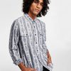 Casual Button-Down Shirts * | Sun + Stone Men'S Shaker Regular-Fit Geo Jacquard Flannel Shirt, Created For Macy'S Basic Navy