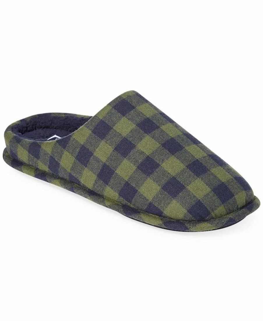 All Men'S Shoes * | Club Room Men'S Plaid Slippers, Created For Macy'S Green/Navy