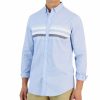 Casual Button-Down Shirts * | Club Room Horizon Long Sleeve Chest Stripe Oxford Shirt, Created For Macy'S Lupine Blue