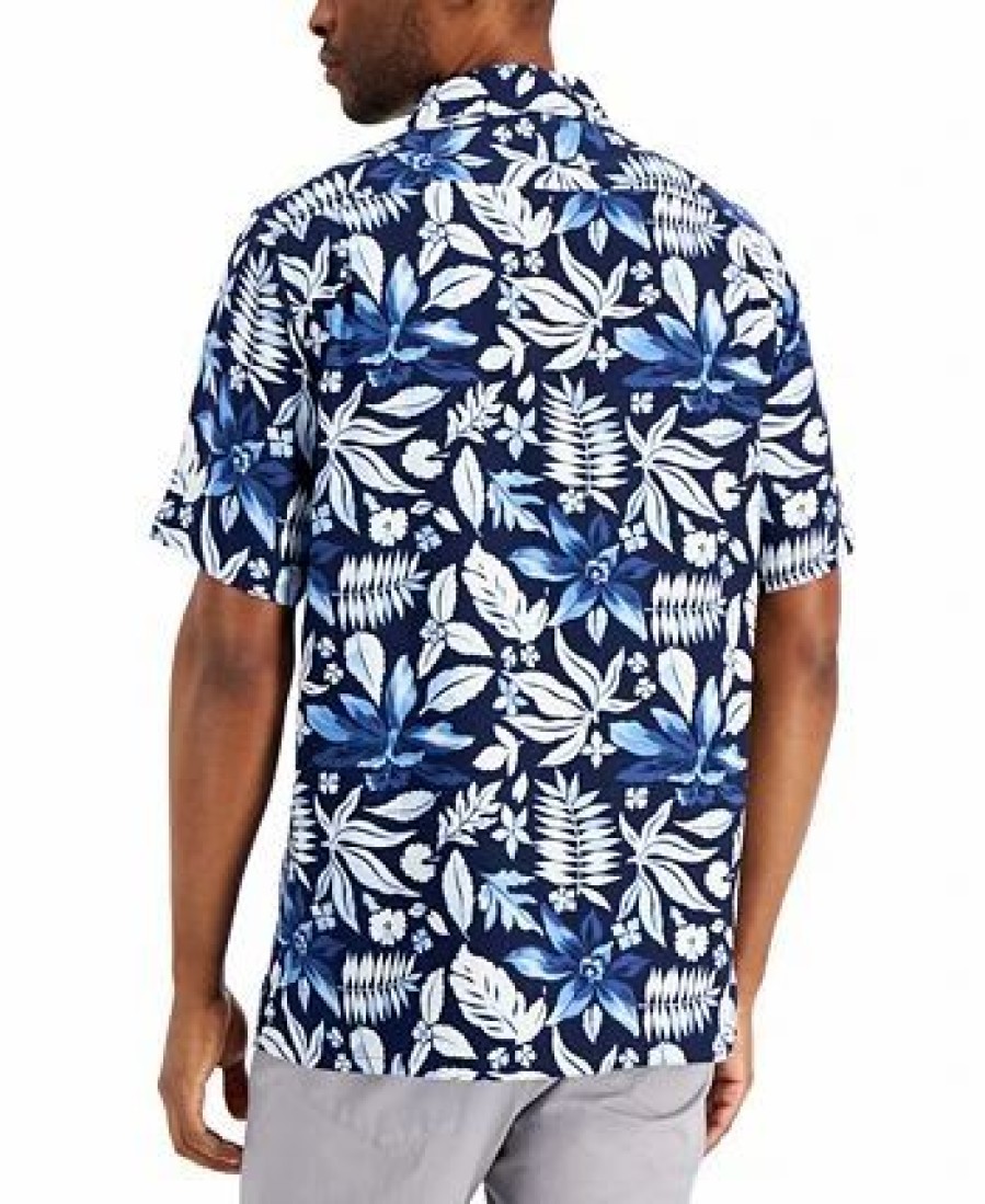 Casual Button-Down Shirts * | Club Room Men'S Lagoon Breeze Shirt, Created For Macy'S Navy Blue