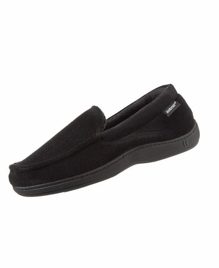 All Men'S Shoes * | Isotoner Signature Men'S Microterry Jared Moccasin Slippers With Memory Foam Black