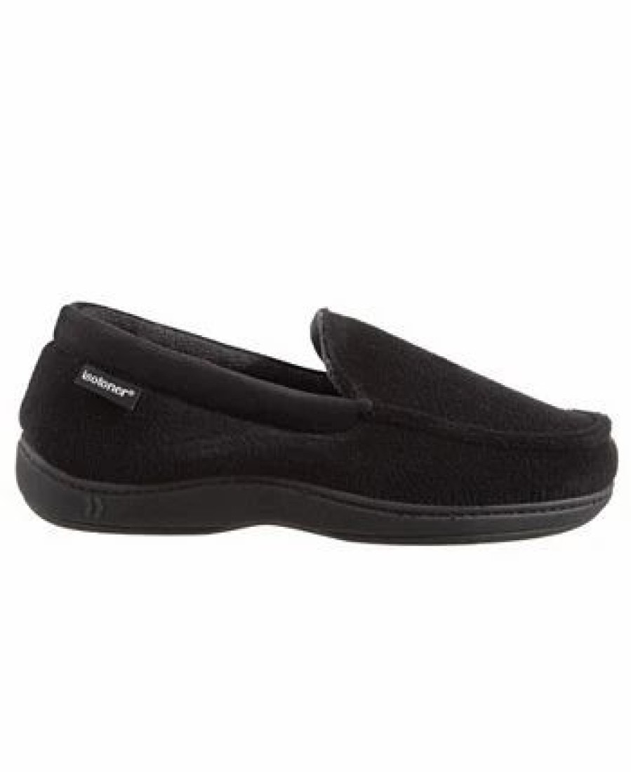 All Men'S Shoes * | Isotoner Signature Men'S Microterry Jared Moccasin Slippers With Memory Foam Black