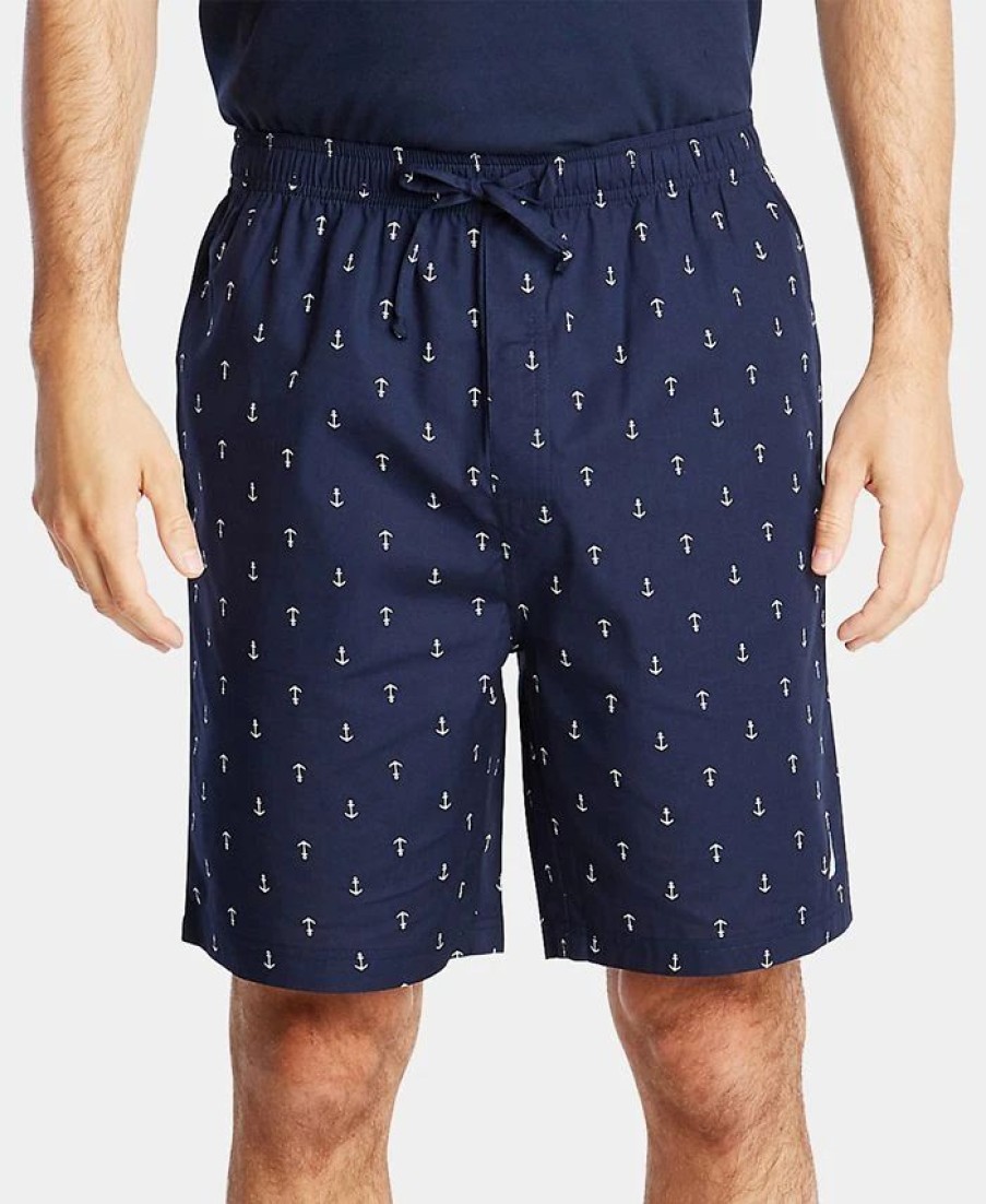 Pajamas & Robes * | Nautica Men'S Cotton Anchor-Print Pajama Shorts Maritime Navy