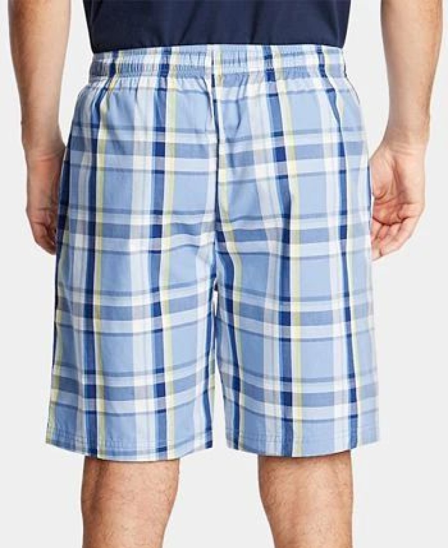 Pajamas & Robes * | Nautica Men'S Cotton Plaid Pajama Shorts Riviera Blue