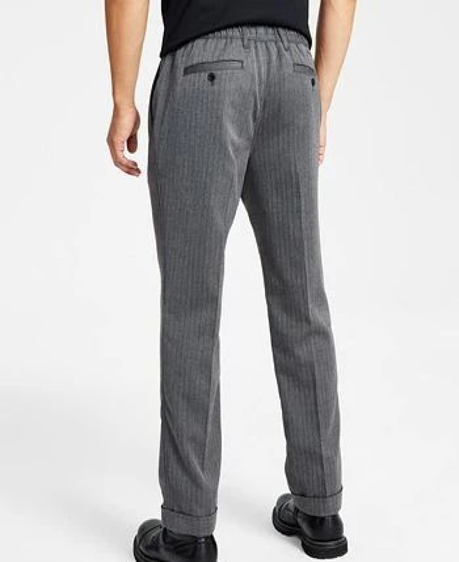 Pants * | Inc International Concepts Men'S Classic-Fit Herringbone Pleated Suit Pants, Created For Macy'S Deep Black