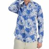 Casual Button-Down Shirts * | Club Room Men'S Poke Tropical Long-Sleeve Linen Shirt, Created For Macy'S Hyper Blue