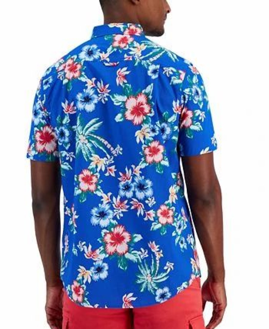 Casual Button-Down Shirts * | Club Room Men'S Batista Tropical Shirt, Created For Macy'S Hyper Blue