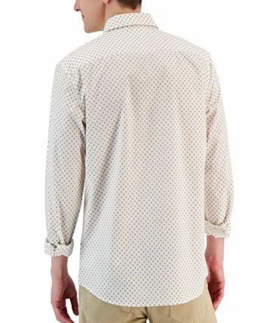 Casual Button-Down Shirts * | Michael Kors N'S Slim-Fit Stretch Crosshatch Geometric Print Long-Sleeve Button-Up Shirt