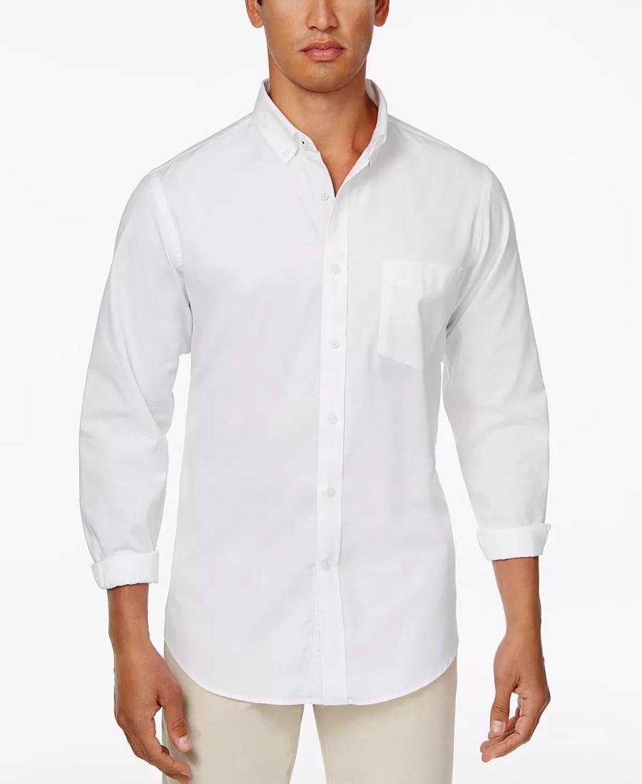 Casual Button-Down Shirts * | Club Room Men'S Solid Stretch Oxford Cotton Shirt, Created For Macy'S