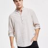 Casual Button-Down Shirts * | Inc International Concepts Men'S Regular-Fit Linen Popover Shirt, Created For Macy'S Sand Linen