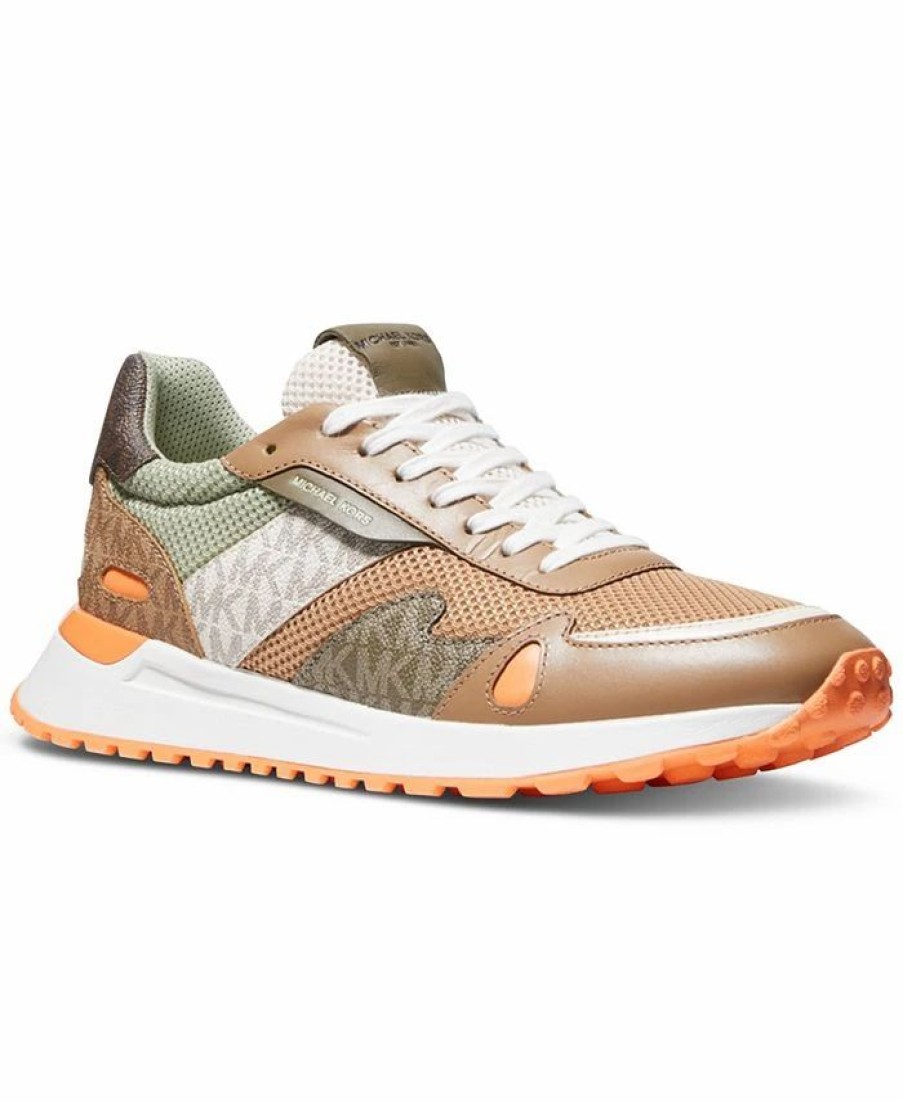 All Men'S Shoes * | Michael Kors N'S Miles Mixed-Media Trainer Sneaker Orange Sprtz