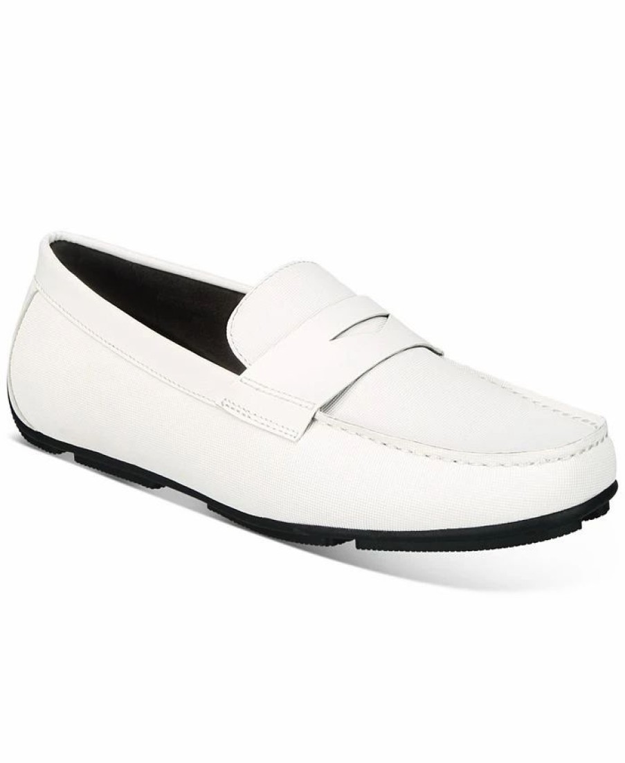 All Men'S Shoes * | Alfani Men'S Iker Penny Driving Loafers, Created For Macy'S White