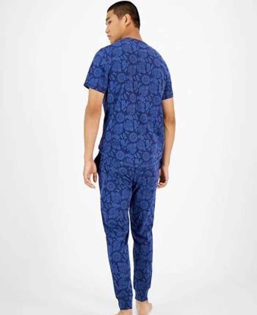 Pajamas & Robes * | Sun + Stone Men'S Bandana-Print Pajama T-Shirt, Created For Macy'S Navy Academy