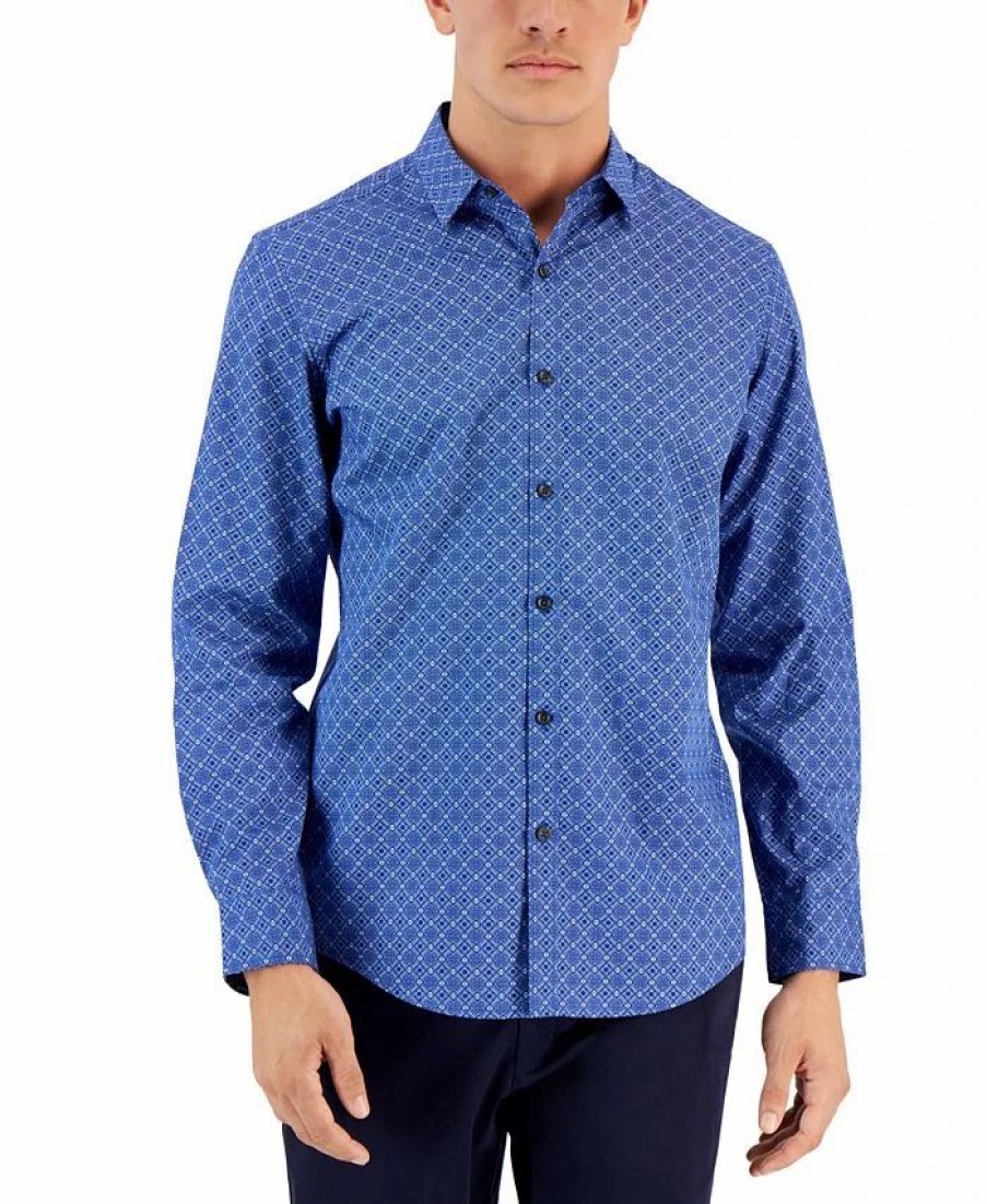 Casual Button-Down Shirts * | Alfani Men'S Bobba Foulard Print Shirt, Created For Macy'S Bellweather Blue