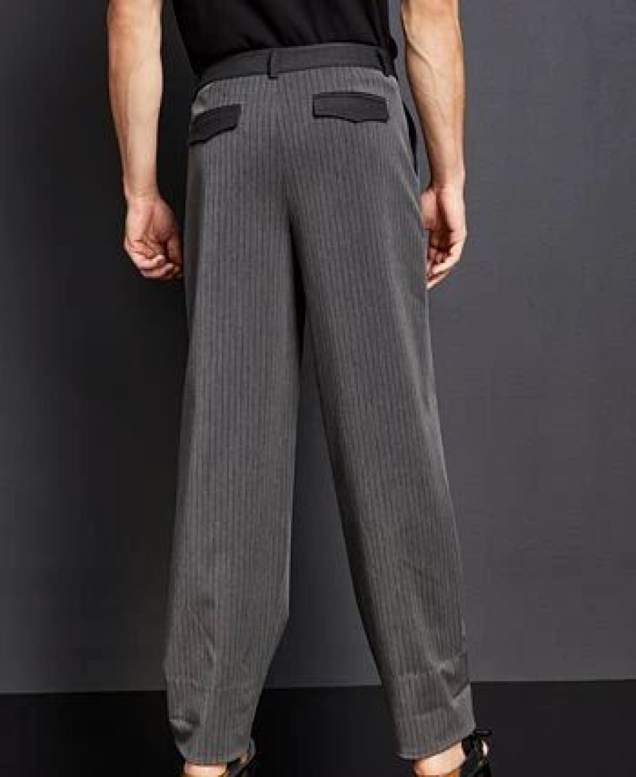 Pants * | Royalty By Maluma En'S Relaxed-Fit Pinstripe Suit Pants, Created For Macy'S Grey Pinstripe