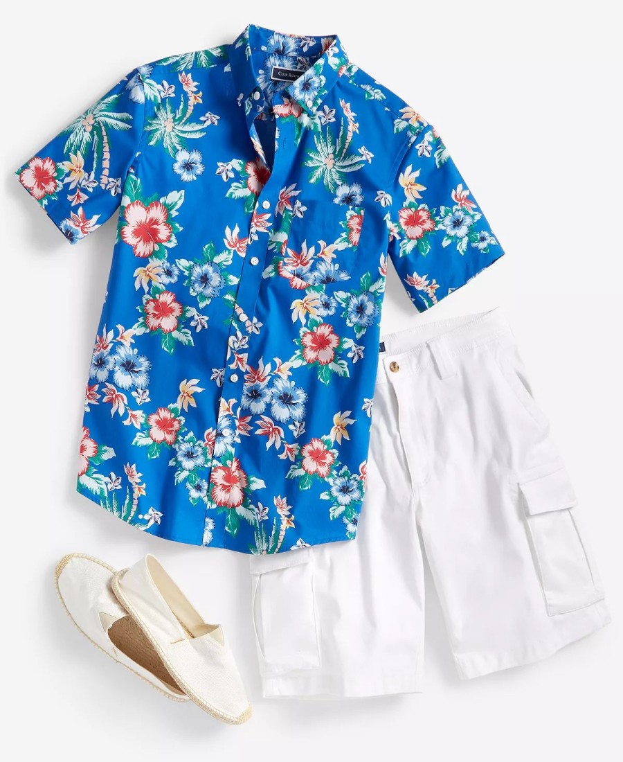 All Men'S Clothing * | Club Room Men'S Tropical Poplin Shirt & Cargo Shorts, Created For Macy'S