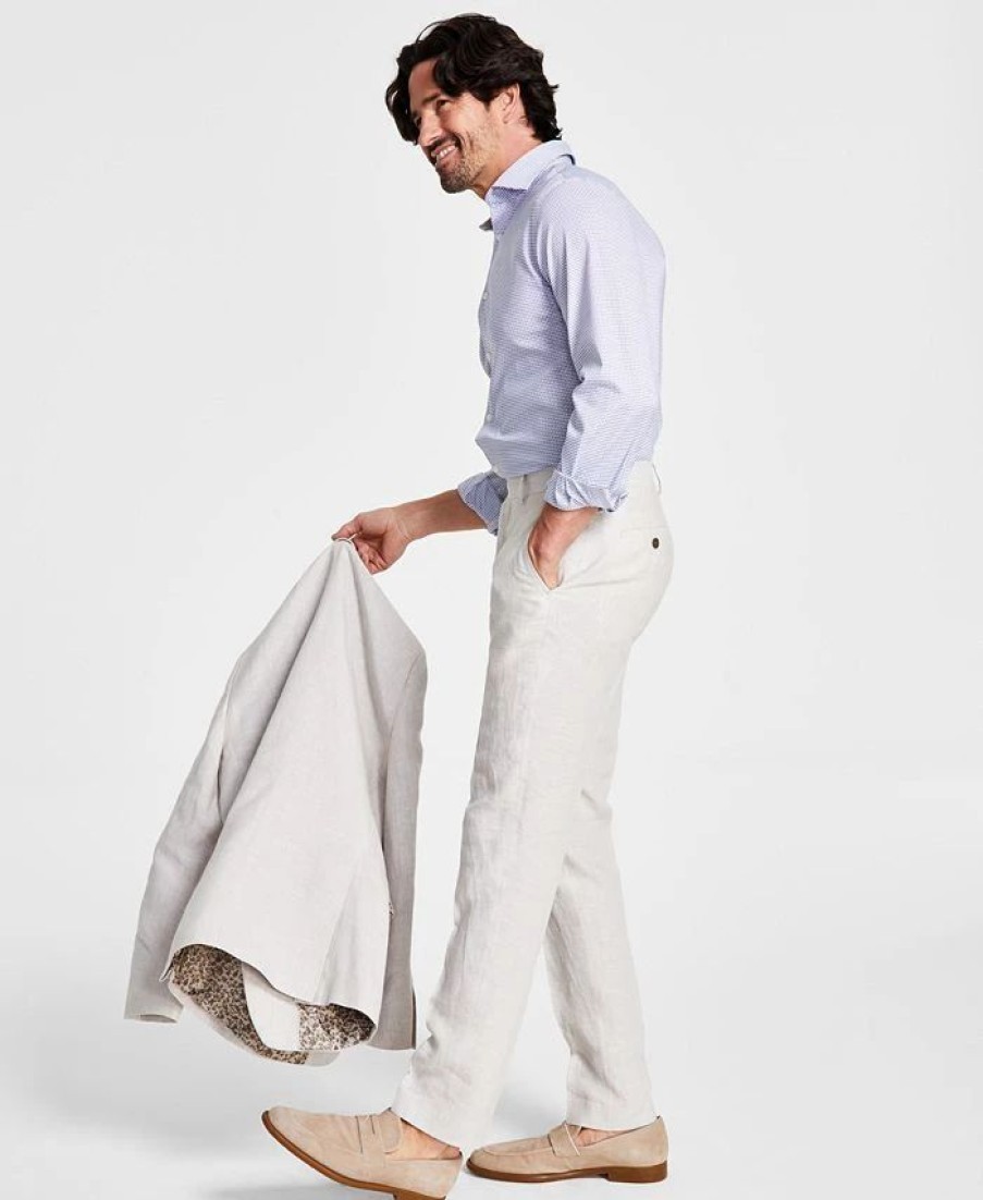 Pants * | Bar Iii Men'S Slim-Fit Linen Suit Pants, Created For Macy'S Tan