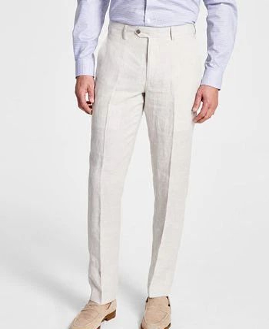 Pants * | Bar Iii Men'S Slim-Fit Linen Suit Pants, Created For Macy'S Tan