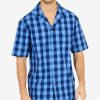 Pajamas & Robes * | Nautica Men'S Buffalo Plaid Short-Sleeve Cotton Pajama Shirt Navy