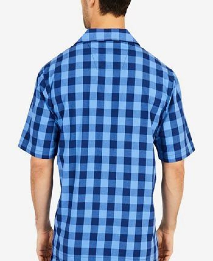 Pajamas & Robes * | Nautica Men'S Buffalo Plaid Short-Sleeve Cotton Pajama Shirt Navy