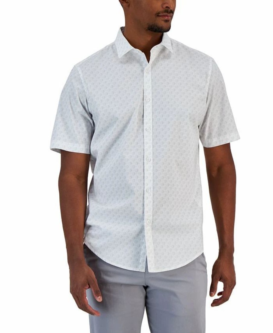 Casual Button-Down Shirts * | Alfani Men'S Above Classic-Fit Stretch Geo-Print Button-Down Shirt, Created For Macy'S