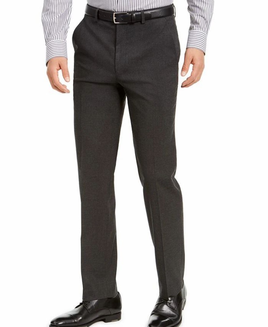 Pants * | Alfani Men'S Classic-Fit Stretch Solid Suit Pants, Created For Macy'S Charcoal