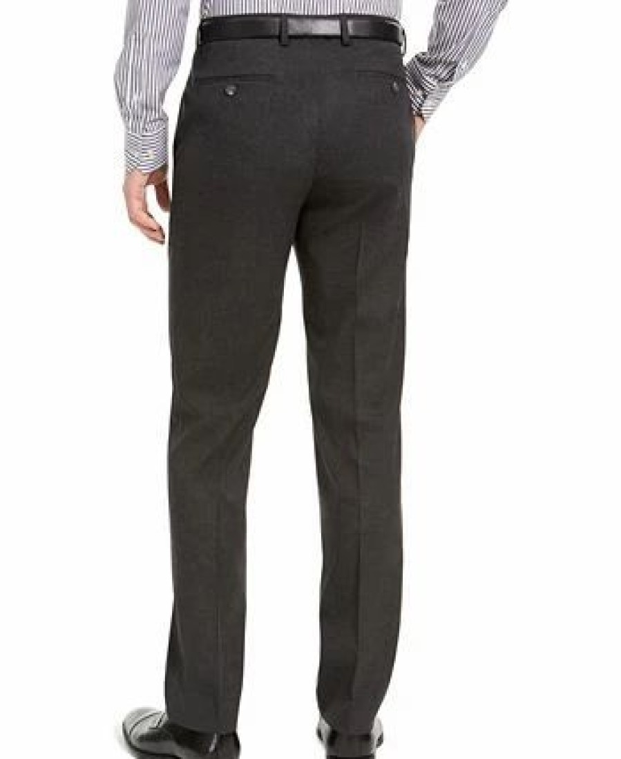 Pants * | Alfani Men'S Classic-Fit Stretch Solid Suit Pants, Created For Macy'S Charcoal