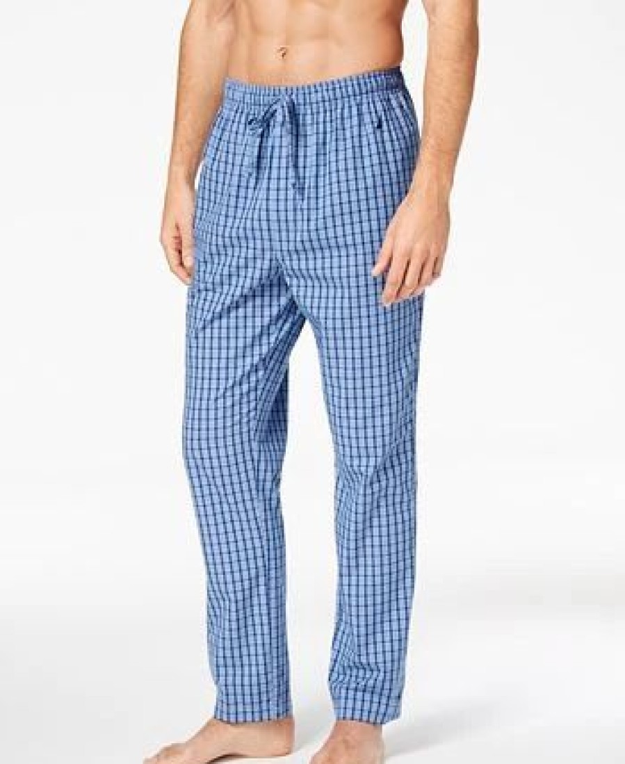 Pajamas & Robes * | Nautica Men'S Woven Plaid Pajama Pants Cornflower Blue