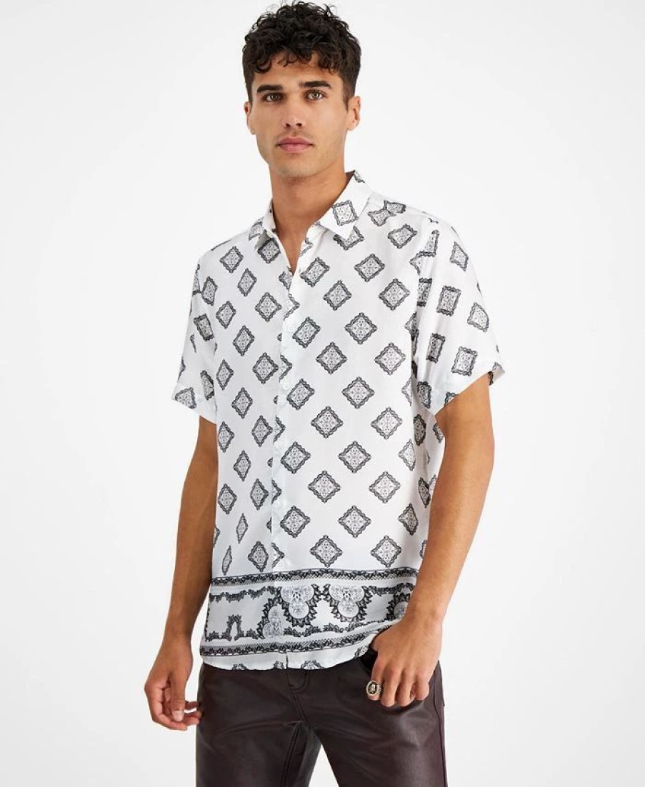 Casual Button-Down Shirts * | Inc International Concepts Men'S David Classic-Fit Printed Button-Down Shirt, Created For Macy'S Black/White