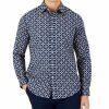 Casual Button-Down Shirts * | Club Room Men'S Long-Sleeve Pineapple Refined Woven Shirt, Created For Macy'S Navy Blue