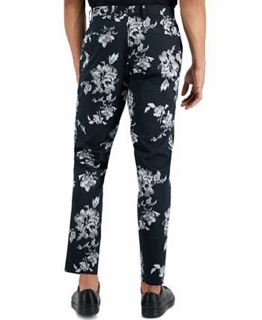 Pants * | Inc International Concepts .N.C. International Concepts Men'S Slim-Fit Floral Suit Pants, Created For Macy'S Deep Black