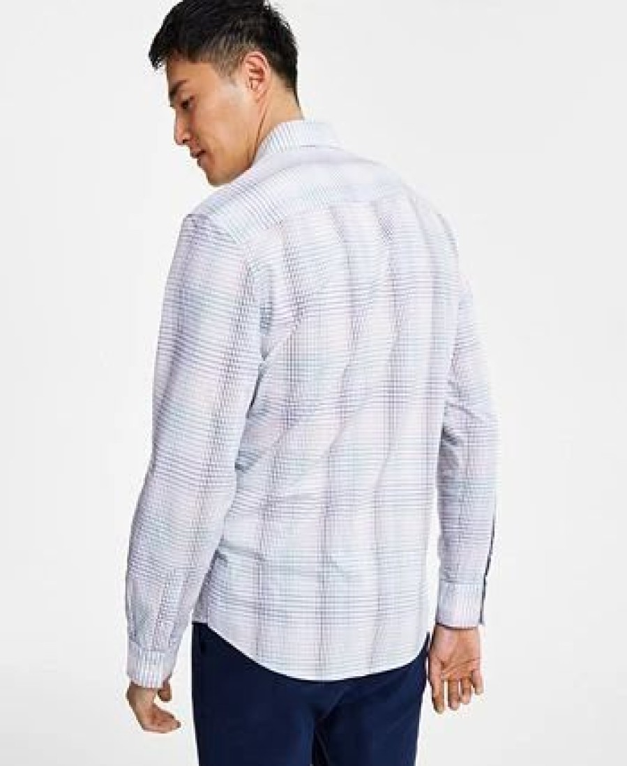 Casual Button-Down Shirts * | Alfani Men'S Regular-Fit Gradient Plaid Long-Sleeve Button-Up Shirt, Created For Macy'S