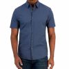 Casual Button-Down Shirts * | Michael Kors N'S Slim-Fit Stretch Arrow Geometric Print Short-Sleeve Button-Up Shirt Midnight