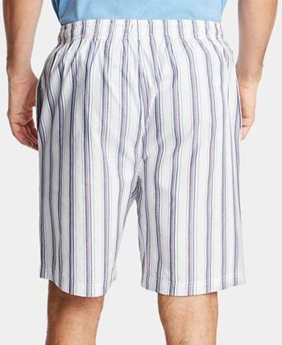 Pajamas & Robes * | Nautica Men'S Cotton Striped Pajama Shorts Bright White