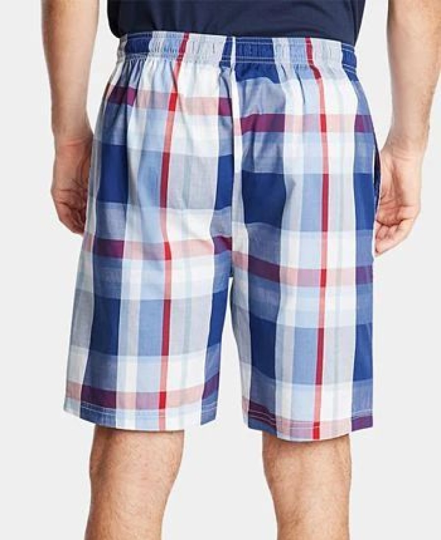 Pajamas & Robes * | Nautica Men'S Cotton Plaid Pajama Shorts Blue Depths