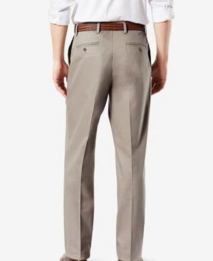 Pants * | Dockers Men'S Signature Lux Cotton Relaxed Fit Creased Stretch Khaki Pants