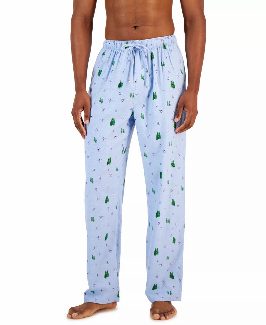 Pajamas & Robes * | Club Room Men'S Plaid Flannel Pajama Pants, Created For Macy'S Light Blue